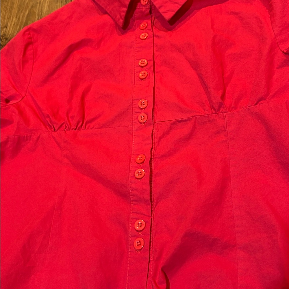 Red Button-Up Women's Top - Picture 4 of 8